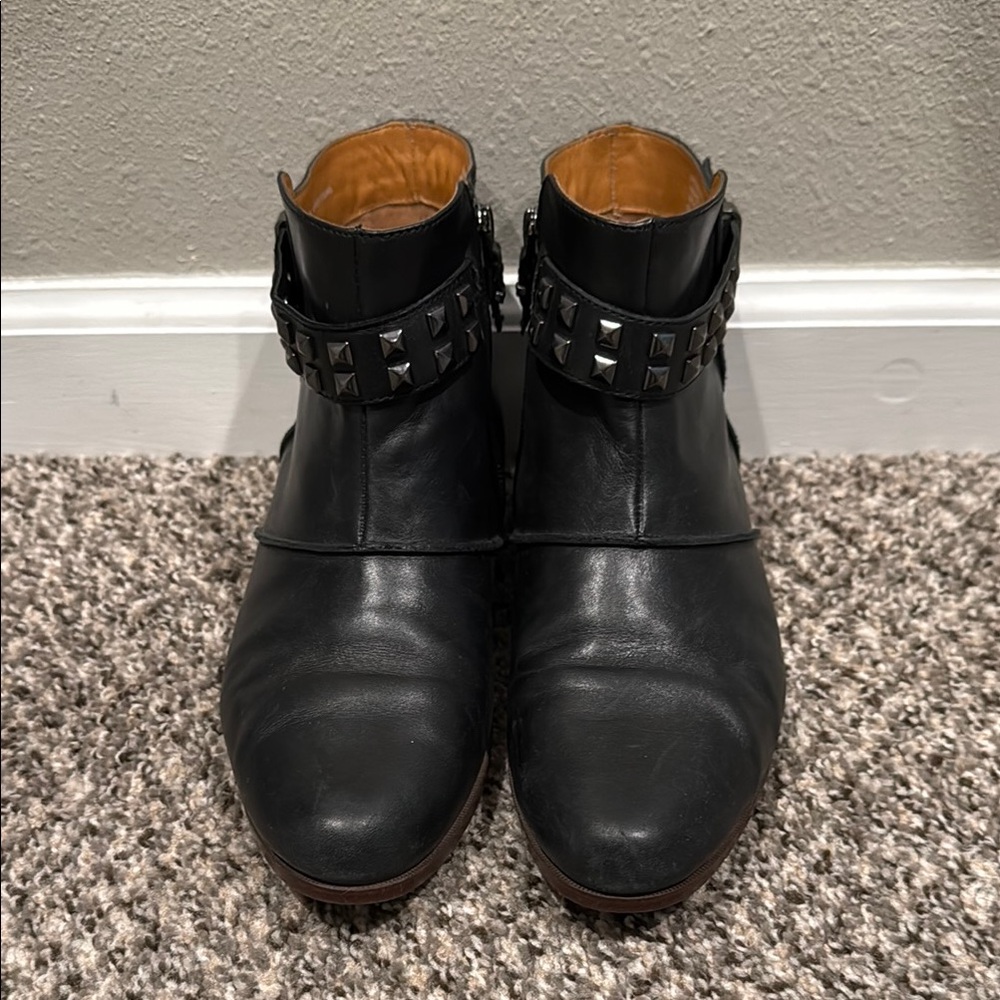 Earthies Treano Black Studded Ankle Boots